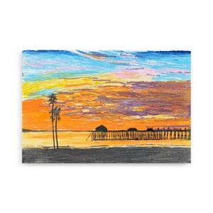 Beach with Pier at Sunset – Premium Matte Print